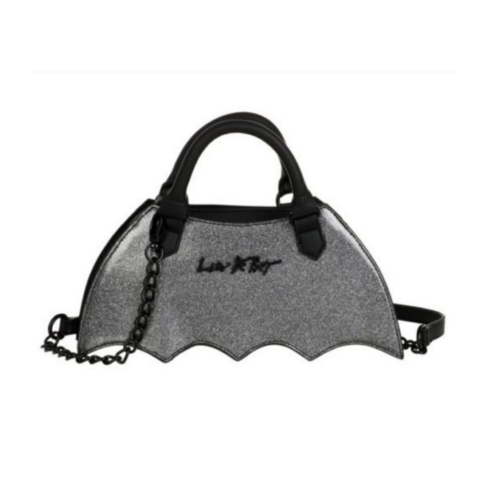 Betsey Johnson Silver Glitter SPARKLE BAT Halloween Top Handle CROSSBODY Bag NWT